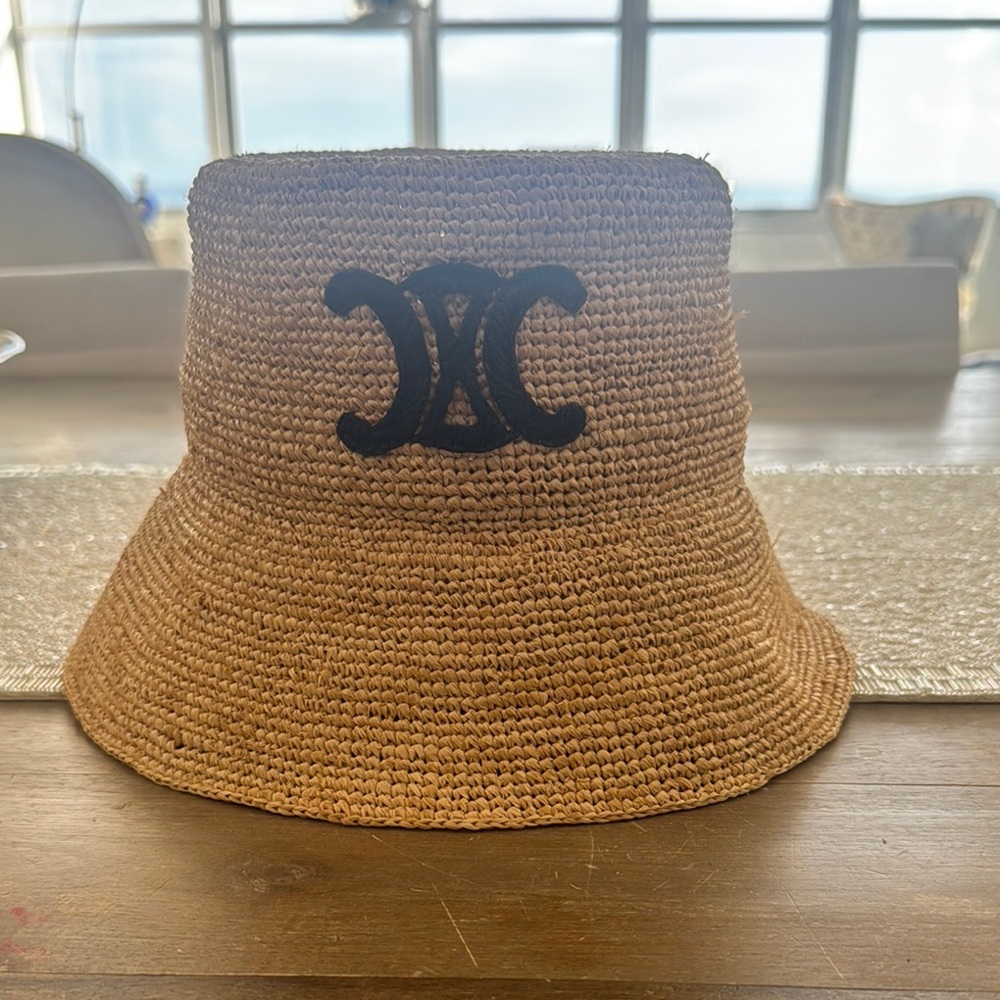 Celine Tan Bucket Hat with Black Logo